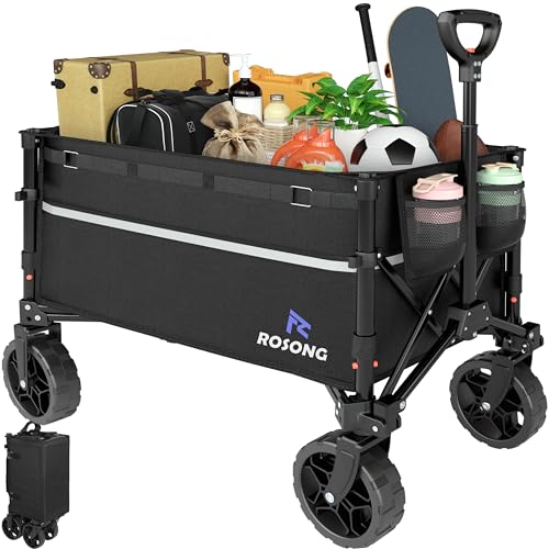 ROSONG Collapsible Wagon Cart with Wheels Foldable - Folding Utility