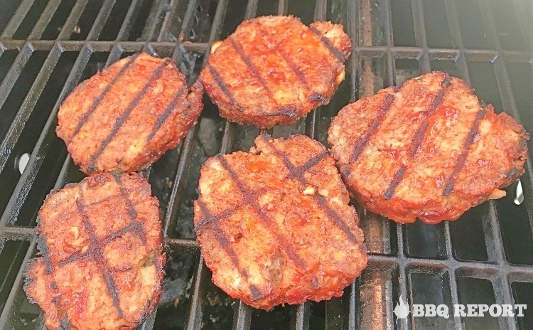 Grilling BBQ meatloaf slices