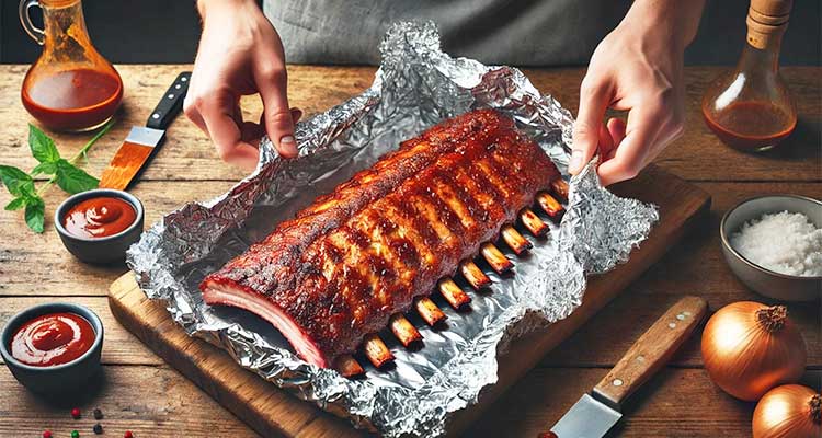 Properly storing cooked ribs in aluminum foil for refrigeration