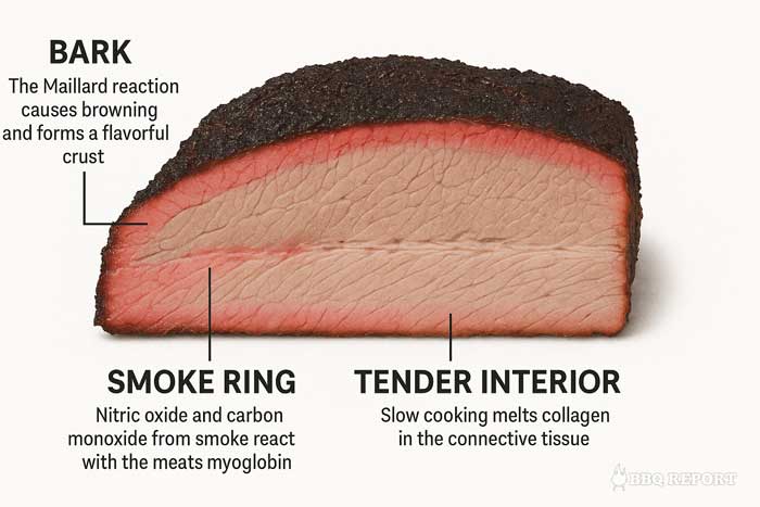 Diagram of a whole brisket showing the flat and point sections