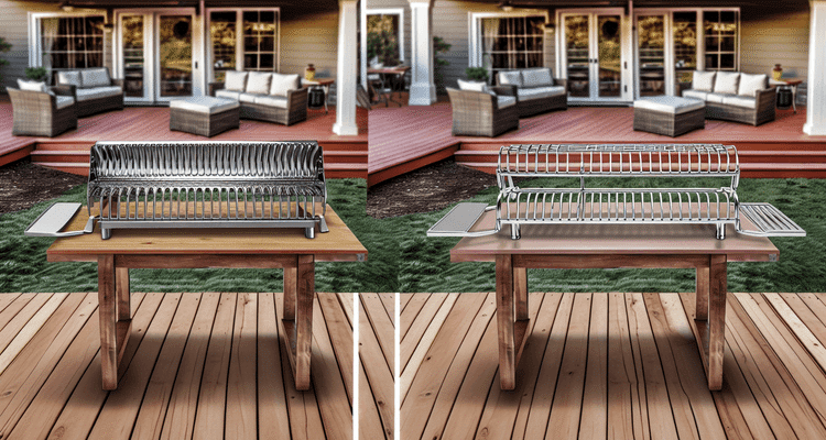Side-by-side comparison of stainless steel and chrome plated rib racks