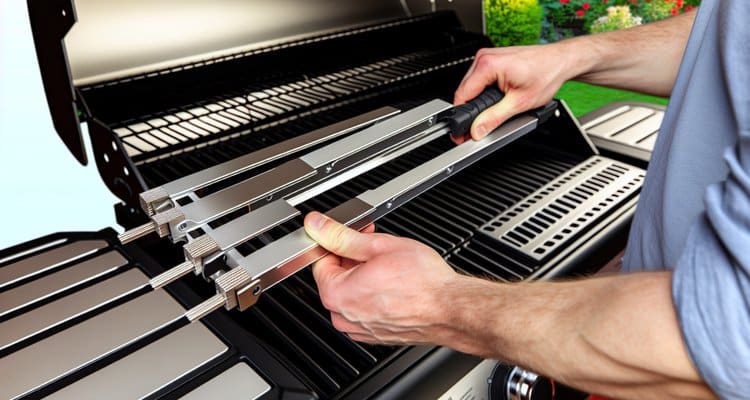 Installing universal adjustable grill grates on gas grill