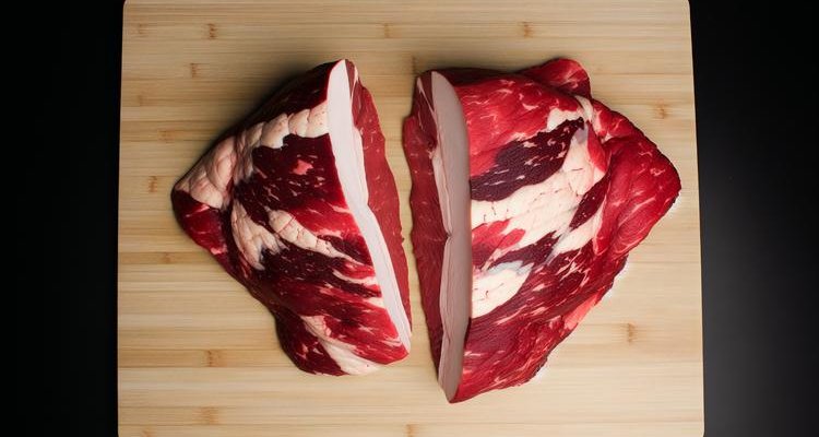 Brisket anatomy showing distinct flat, point, and deckle sections