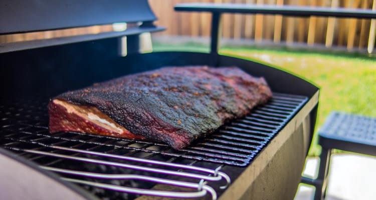 Brisket developing dark bark during smoking process