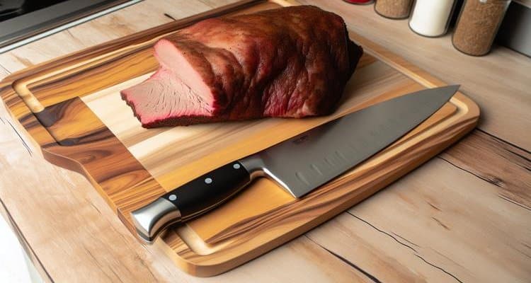 Properly trimmed brisket showing 1/4 inch fat cap