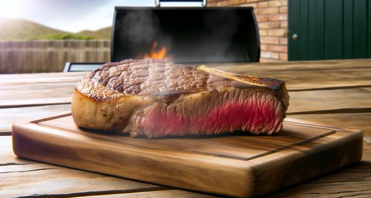 Perfectly reverse-seared ribeye steak showing golden Maillard crust and edge-to-edge medium-rare doneness