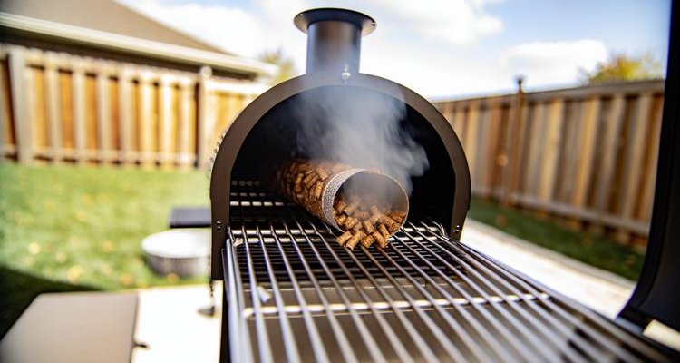 Smoke tube actively producing smoke on pellet grill
