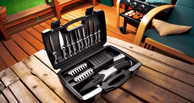 Electric knife storage case with organized blade compartments