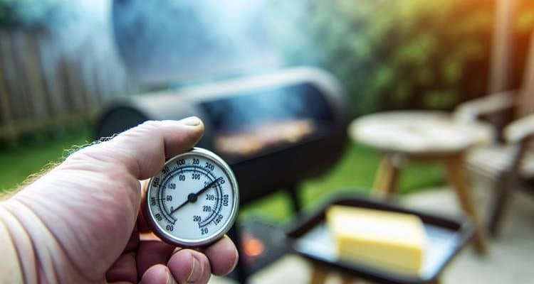 Monitoring temperature with analog thermometer while cold smoking cheese