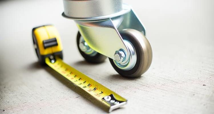 Technical diagram showing caster measurement points and specifications