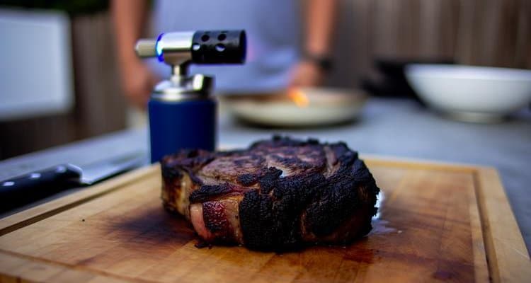 Perfectly Seared Steak with Beautiful Caramelized Crust from Torch Searing