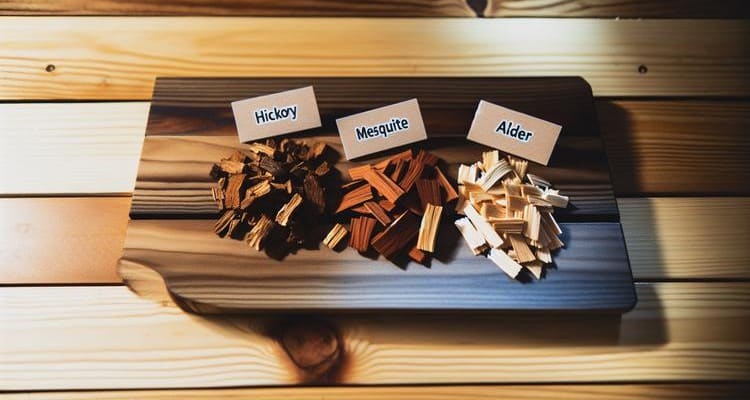 Different wood chips showing color and texture differences