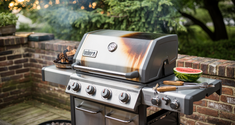 Collection of best Weber grills including Genesis, Spirit, and Kettle models displayed in backyard setting