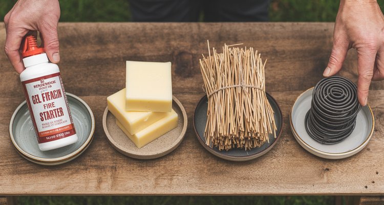 Comparison of fire starting methods: gel, cubes, tumbleweeds, and electric starter